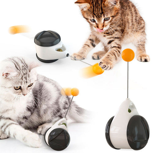 Juguete Interactivo de Balance para Gatos con Bola de Hierba y Pluma