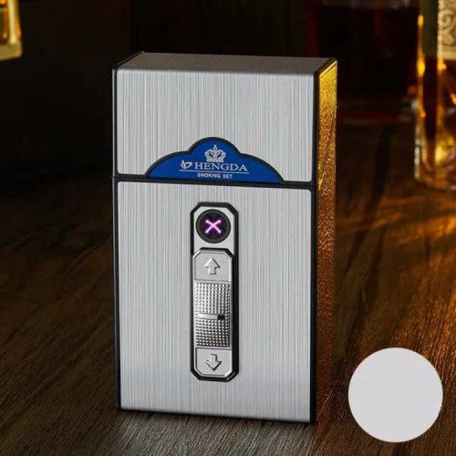cigarrera con encendedor electrónico usb 2en1 gris