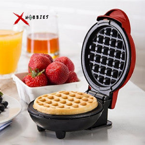 Mini Waflera Redonda Roja - Práctica y Compacta para Waffles Perfectos