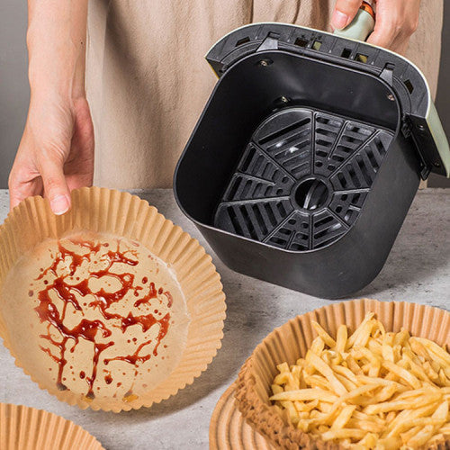 50 Moldes de Papel Circular Desechables para Hornear en Air Fryer