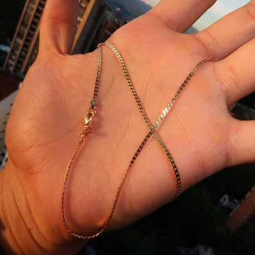 Cadena AURUX Cubana Plana 45 cm en Oro de 18K