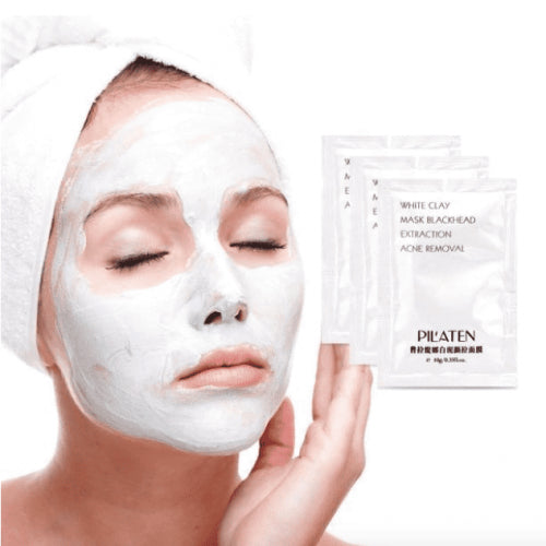 mascarilla de arcilla blanca para limpieza y remocion de acne pilaten x 6