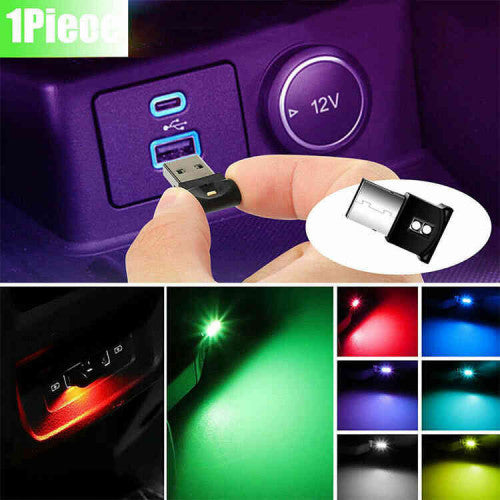 Set de 2 Mini Luces LED RGB de 8 Colores USB para Interior de Carro