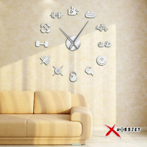 Reloj Sticker de Pared Adhesivo DIY - Diseño Gym/Mancuernas