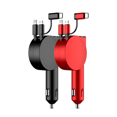 Cargador Dual para Carro 3 en 1 con Puerto USB de Carga Rápida 40W - Negro