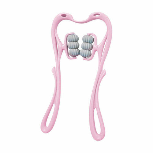 masajeador manual de cuello y vértebras cervicales | masajeador 6 rodillos rosa