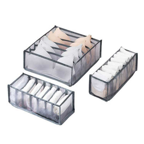 set de 3 organizadores de ropa interior pantalones camisetas y medias beige