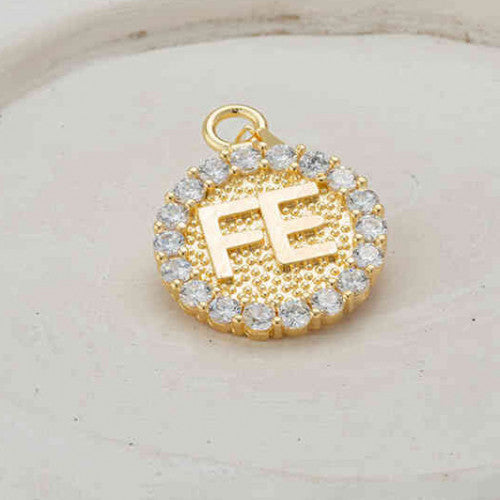 Dije FE en Oro Aurux con Piedras Tipo Diamante
