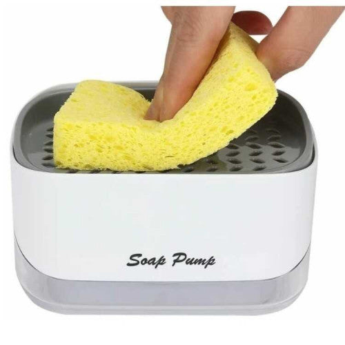 Dispensador de Jabón con Soporte y Esponja para Cocina