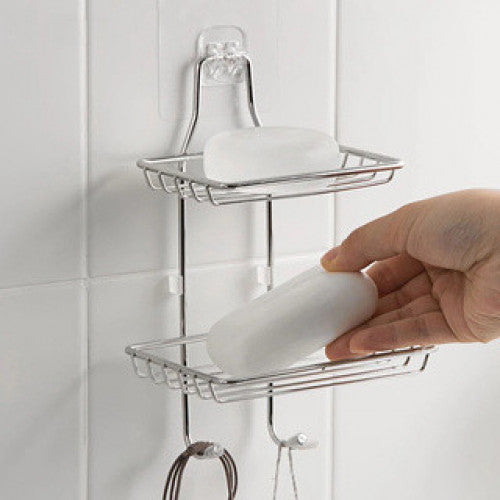 Estante Jabonera de Acero Inoxidable con Soporte Adhesivo de 2 Niveles