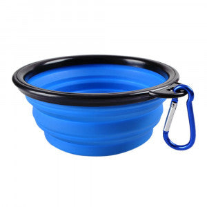 Comedero y Bebedero Plegable para Mascotas - Pequeño Azul
