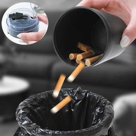 Cenicero para Cigarros con Tanque de Agua de Fácil Limpieza Negro