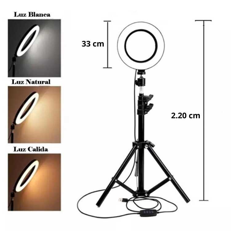 Aro de Luz Led RGB 33 CM + Tripode MJ33