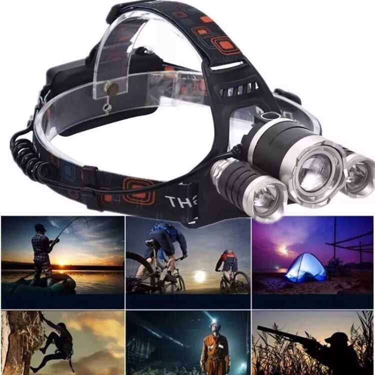 Linterna Frontal Recargable Profesional con 3 LED