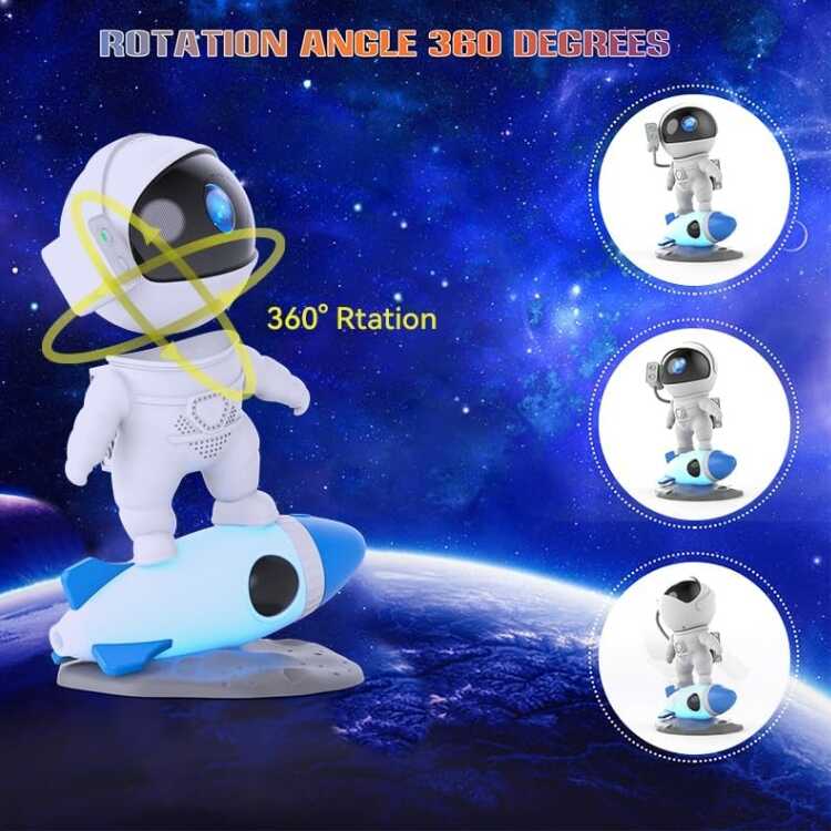 Proyector Astronauta Cohete de Luz Estrellada con Altavoz