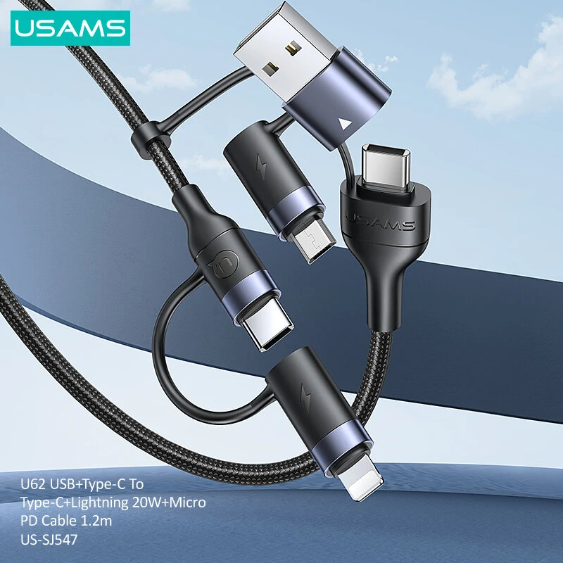 Cable de Carga USAMS 5 en 1 U62, 60W 1.2m Negro (US-SJ547)
