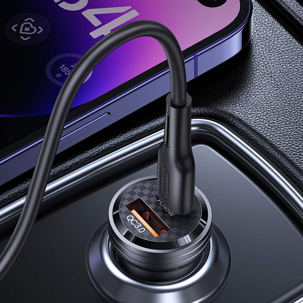 Cargador para Auto Rápido USB + Tipo C USAMS Negro 45W (US-CC175 C35)
