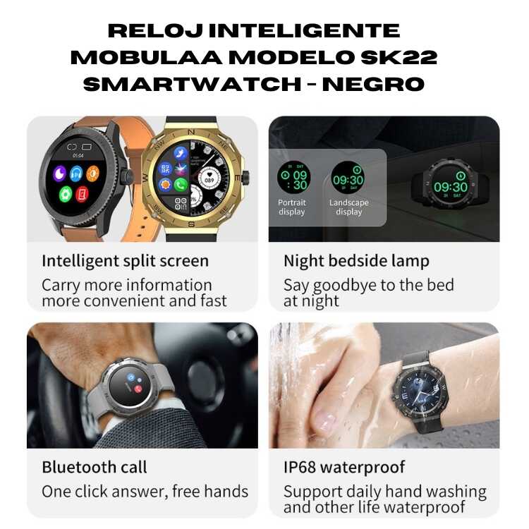 Reloj inteligente Mobulaa Modelo SK22 Smartwatch - Negro