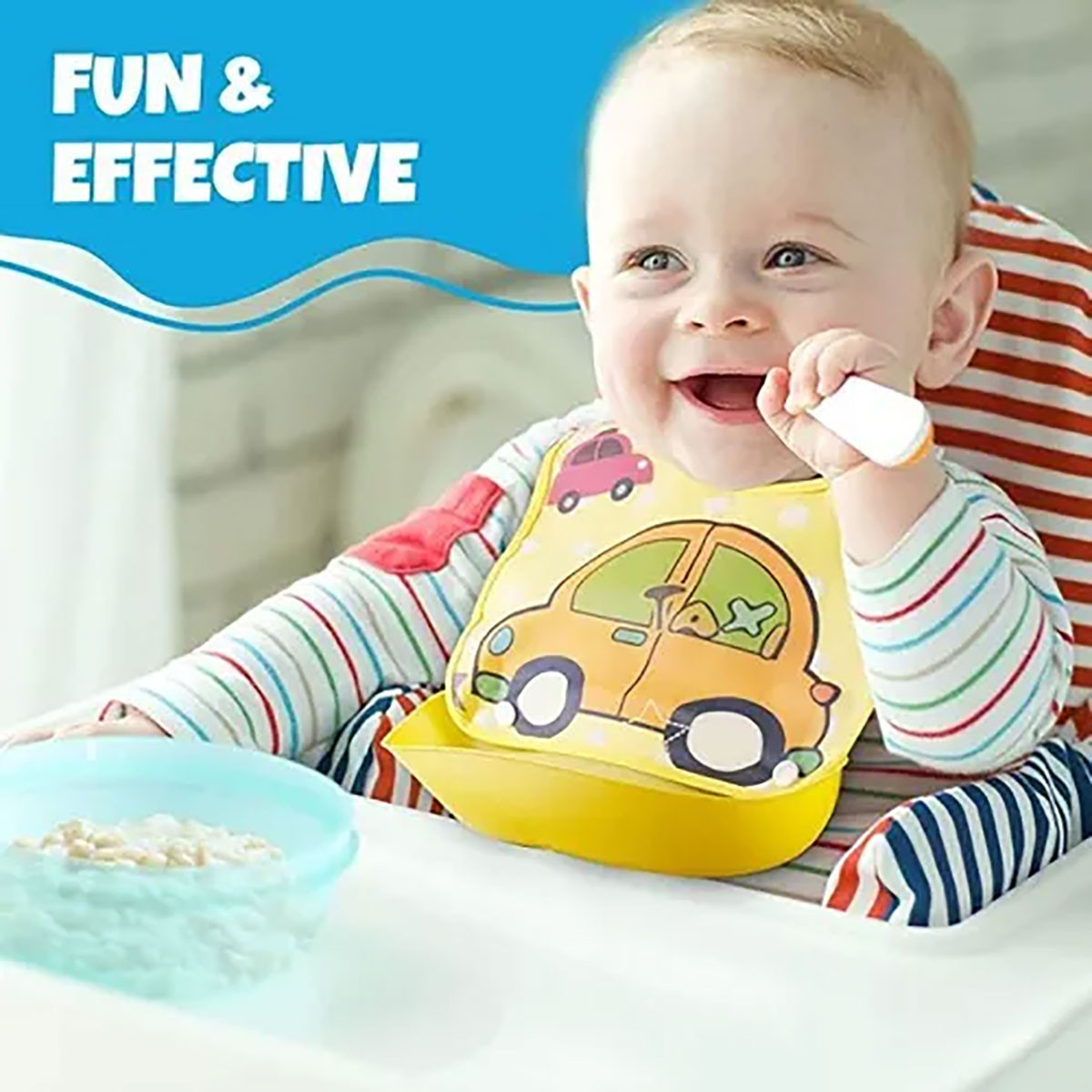 Babero Infantil con Soporte de Comida - 4 Colores Divertidos