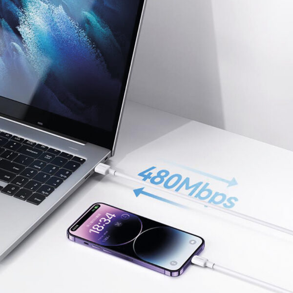 Cable de Carga y Datos Lightning a USB 2.4A 1M Blanco (US-SJ689)