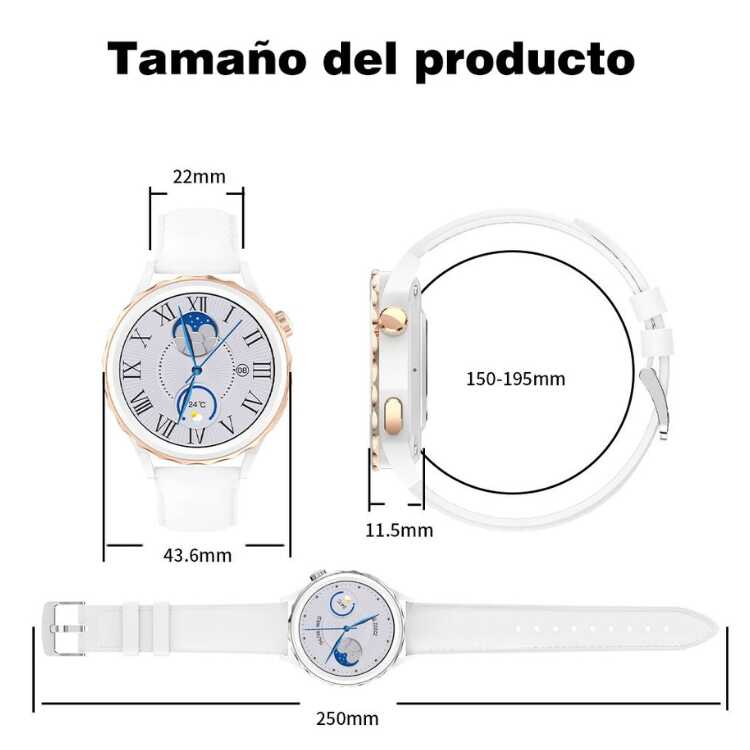 Reloj Inteligente G-TIDE Anita | Pulso Blanco con Monitoreo de Salud