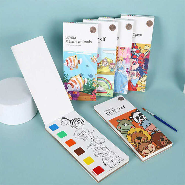 Libro de Pintura Infantil en Acuarela | Portátil y Divertido | 5 Diseños Temáticos
