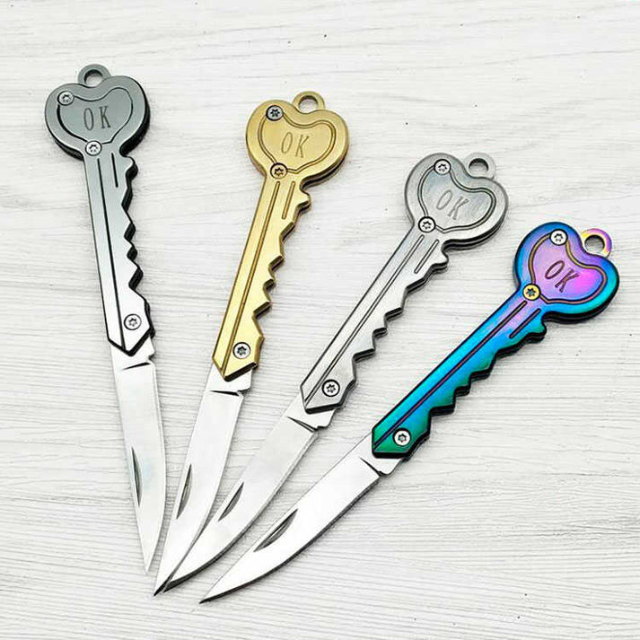 Set x2 Llavero Mini Cuchillo Portátil en Forma de Llave