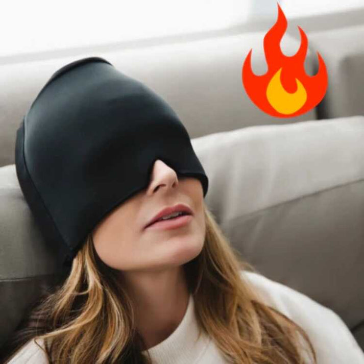 Gorro de Gel para Alivio de Migraña y Dolor de Cabeza con Compresa Frío-Calor, Negro/Rosado
