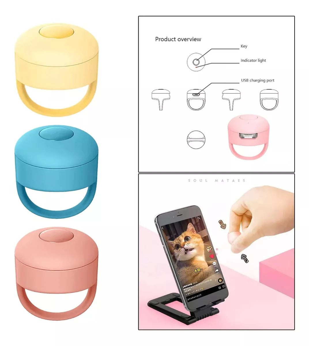 Anillo de Control Remoto Controlador de Video Bluetooth para Celular