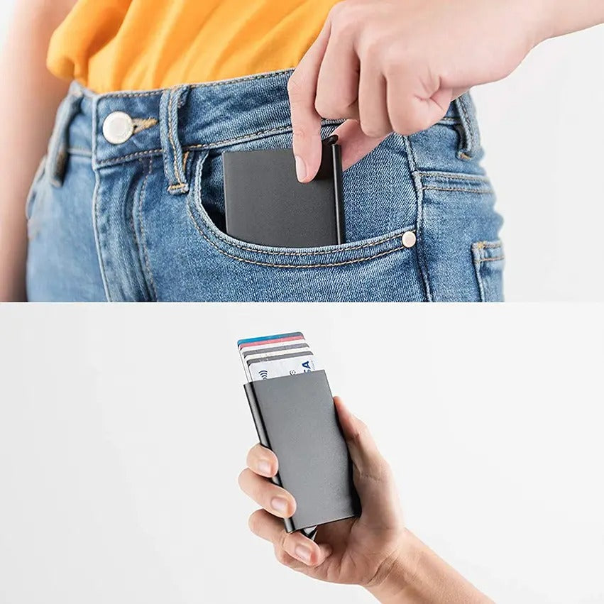 Tarjetero Negro RFID - Protección Compacta y Elegante para tus Tarjetas