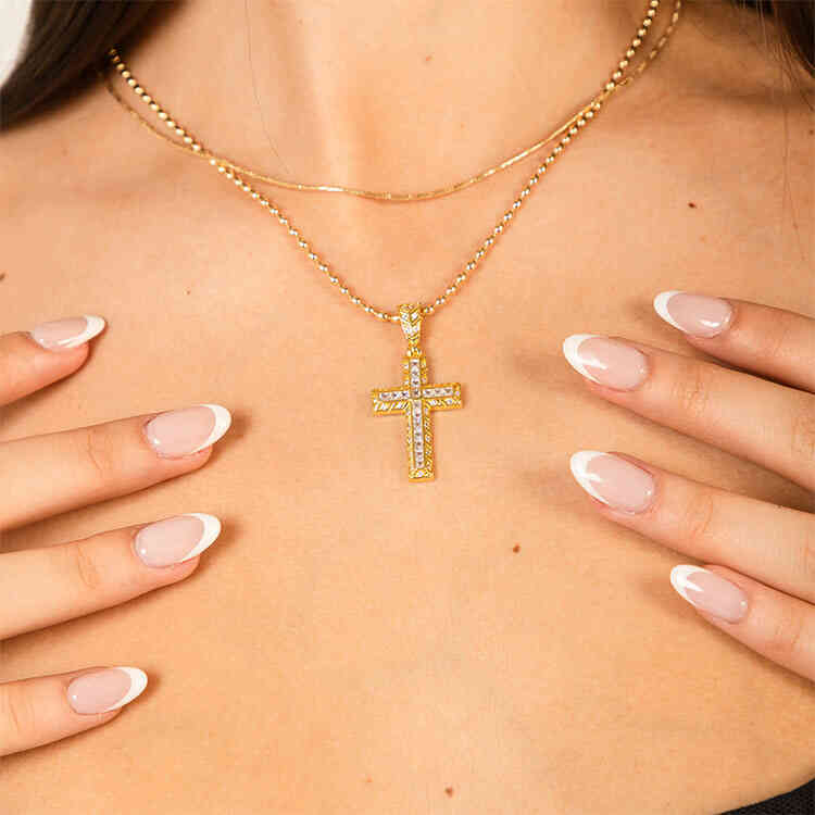 Dije Cruz Génesis Diamantada | ORO AURUX