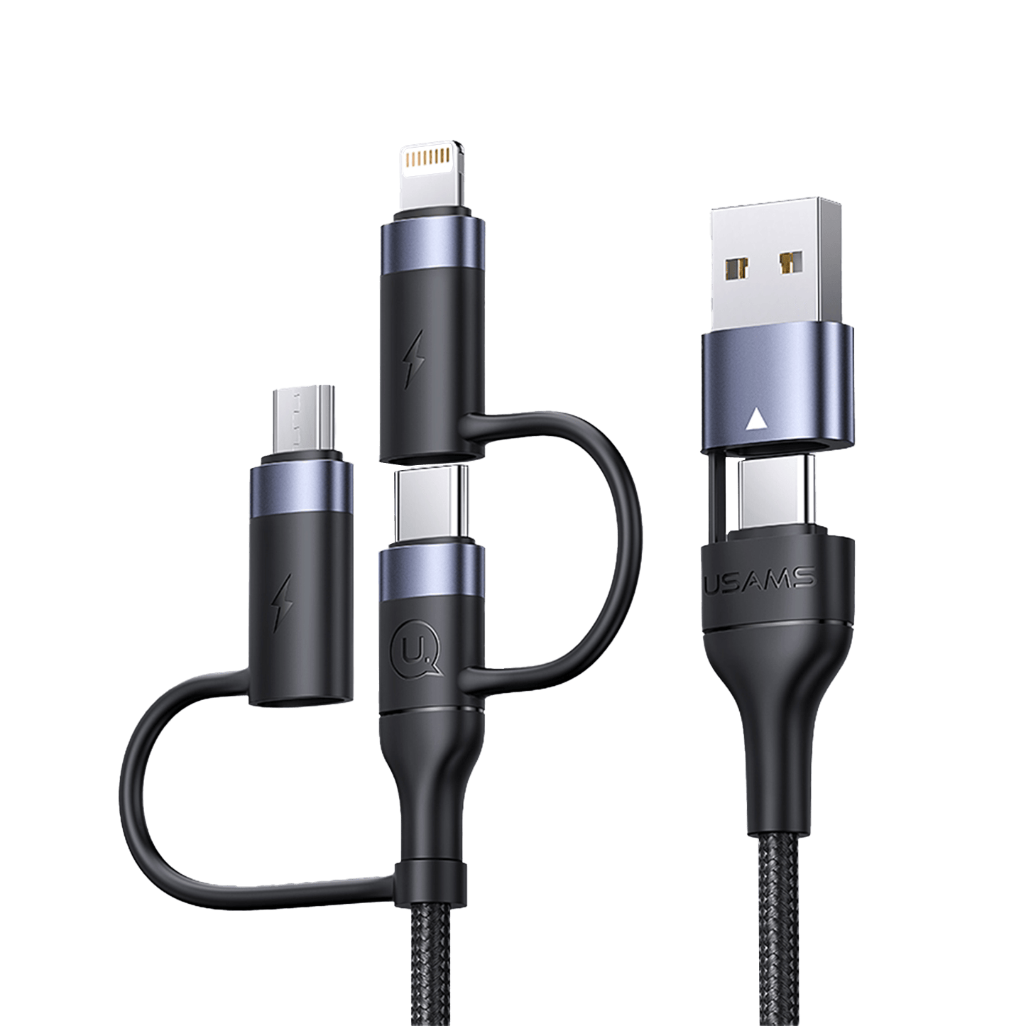 Cable de Carga USAMS 5 en 1 U62, 60W 1.2m Negro (US-SJ547)