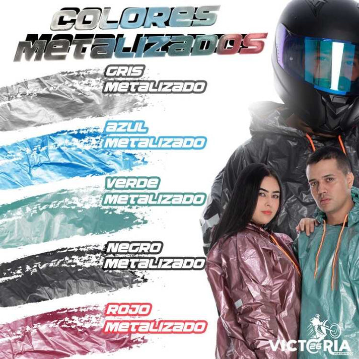 Impermeable Plástico Metalizado con Bandas Reflectivas VICTORIA | Ropa para Moto