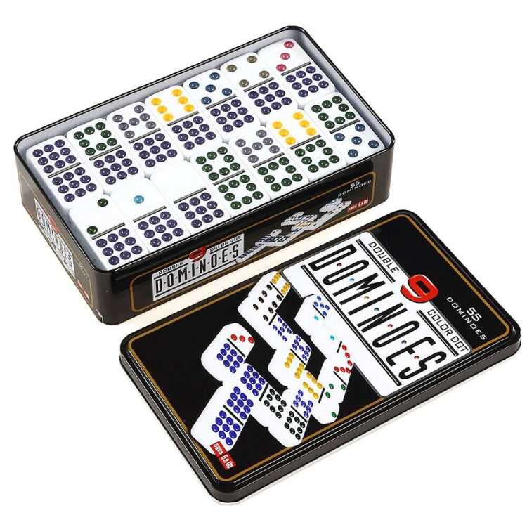 Juego De Domino Doble 9 De Colores 55 Fichas + Caja Metal Dominoes con  Ofertas en Carrefour