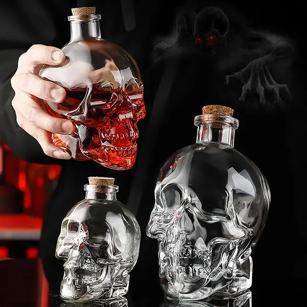 Wiskera en Forma de Calavera de 750 ml - Decantador de Cristal Único