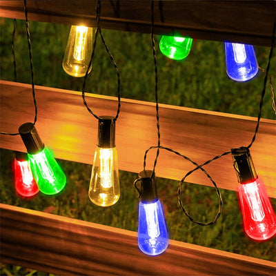 Luces Solares LED Vintage Color Cálido y Multicolor para Exterior e Interior 5 Metros 20 Bombillos de 4 Watts