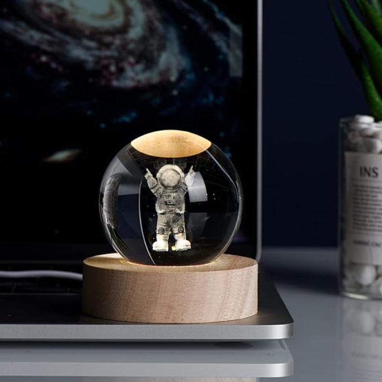 Luz Nocturna LED de Astronauta con Bola de Cristal 3D