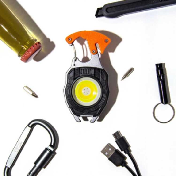 Mini Llavero con Linterna LED Recargable por USB, Bolsillo Multifunción Camping