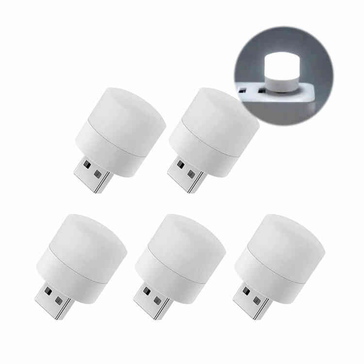 Set de 5 Mini Lámparas LED de Enchufe USB | Mini Luz Nocturna Portátil