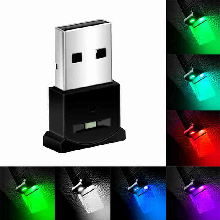 Comprar 4 piezas de luz USB para coche, 7 colores RGB LED, luz de ambiente para  coche, Lámpara decorativa, accesorios automotrices, decoración Interior,  mini luz