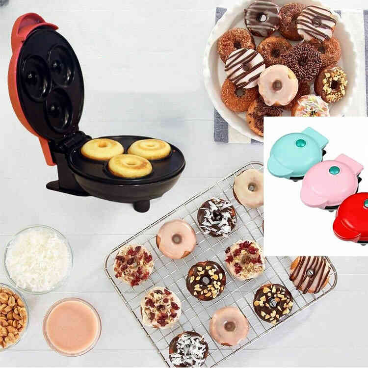 Mini Máquina de Donuts Antiadherente de 3 Moldes
