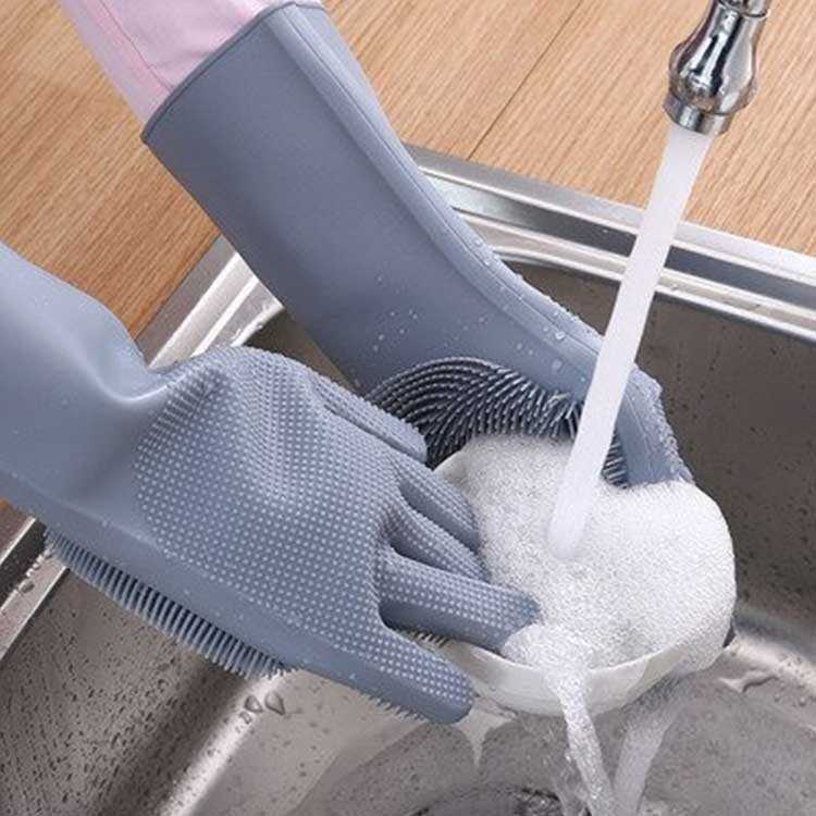 Guantes Multiusos de Silicona Antibacterial para lavado de platos y limpieza del hogar