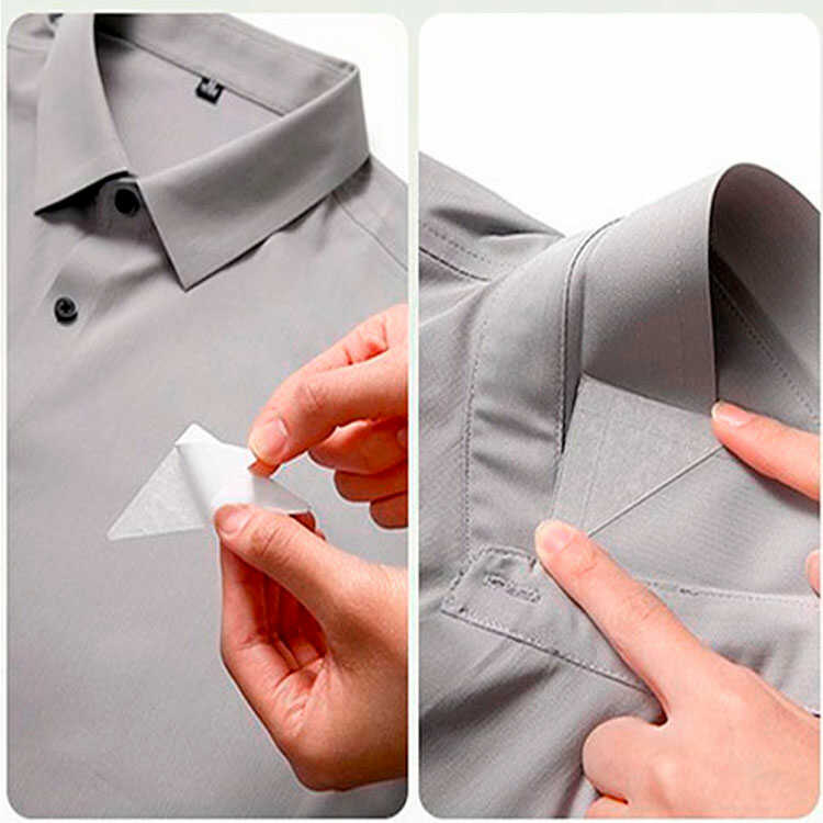 Paquete de Pegatinas 20 Unidades Triangulares para Cuello de Camisa | Parches Adhesivos de PVC para Ropa