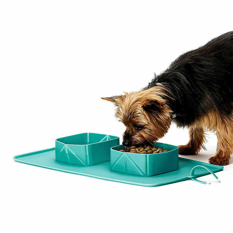 Comedero para Mascotas Plegable de Silicona | Comedero con Doble Tazón de Alimentación