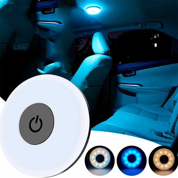 4 luces LED inalámbricas para el interior del automóvil, 7 colores de  iluminación ambiental para el interior del automóvil, luces de coche dentro  de