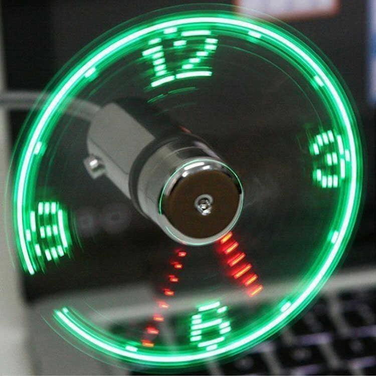Mini Ventilador USB Flexible con Reloj Análogo de Luz Led