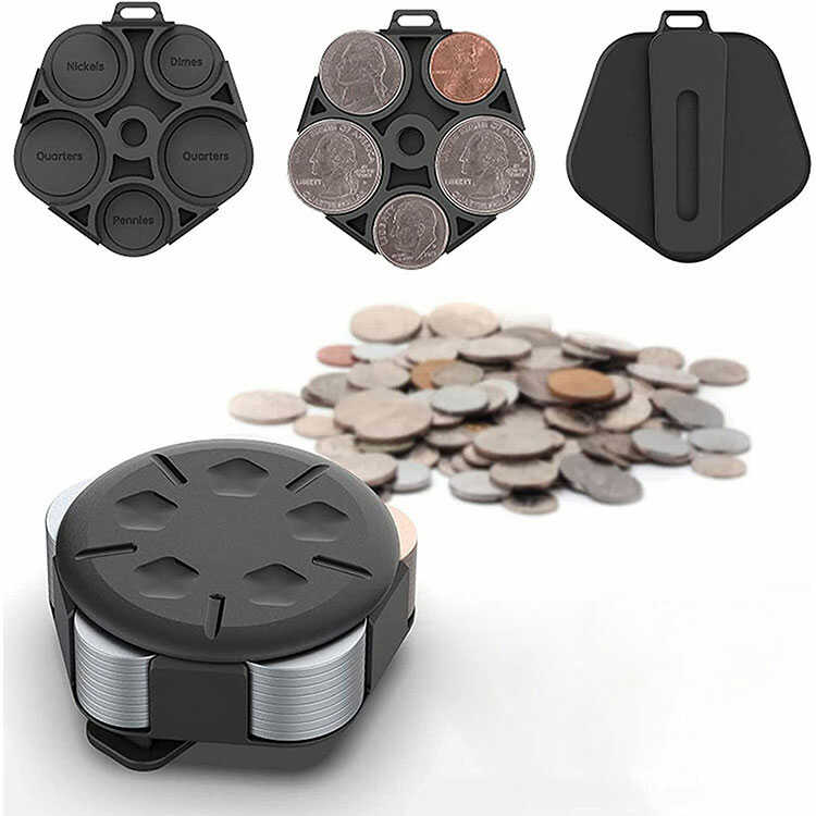 Monedero Circular con Pinza Sujetadora | Caja de Almacenamiento Portátil para Monedas