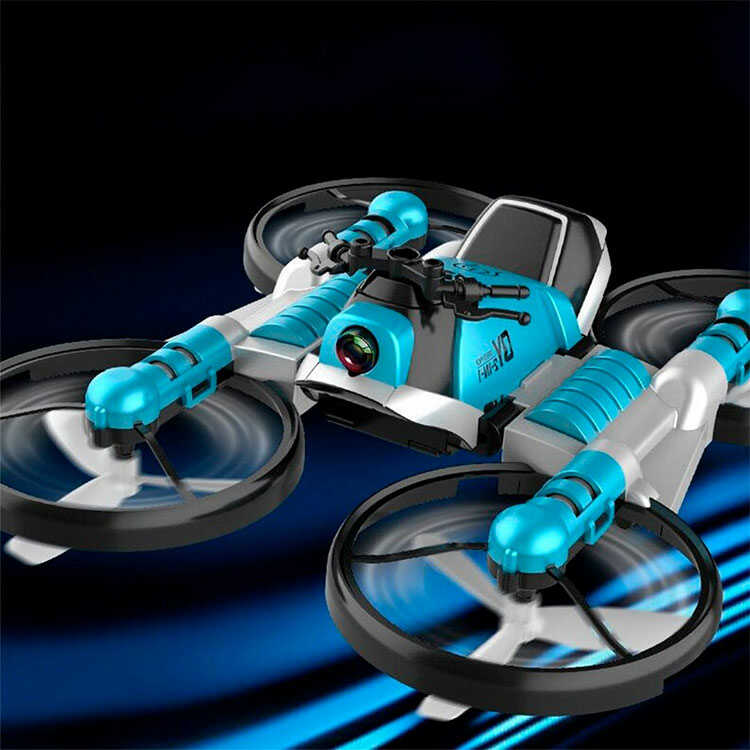 Motocicleta r/c helicoptero dron plegable 2 en 1 manilla de control 2,4ghz cuatro ejes