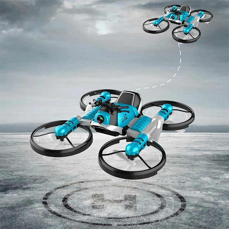 Motocicleta r/c helicoptero dron plegable 2 en 1 manilla de control 2,4ghz cuatro ejes