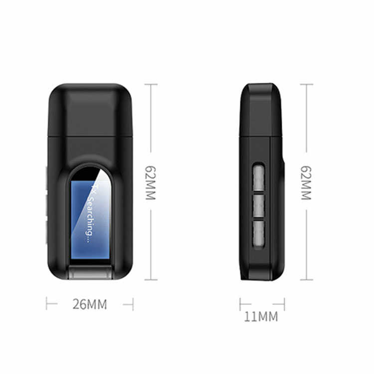 Receptor y Transmisor Bluetooth 2 en 1 Portátil 3.5mm con Pantalla LCD Dongle USB